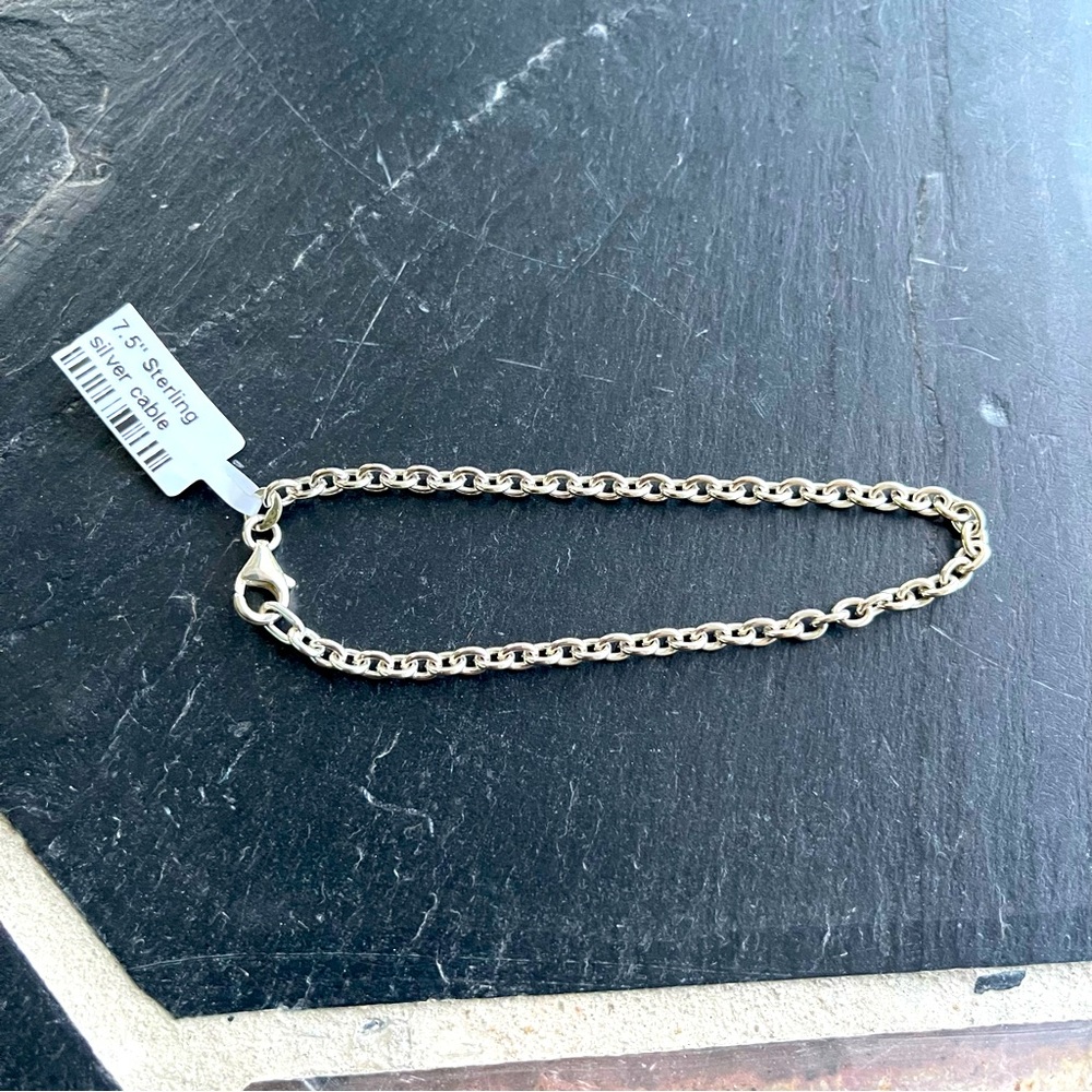 Sterling Silver 925 Chain Bracelet 7.5” long